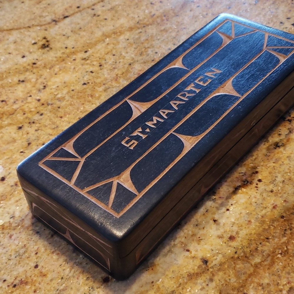 Vintage Carved Wooden Trinket Box from St. Marteen